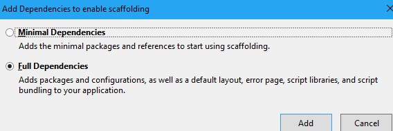 Add dependencies to enable scaffolding-